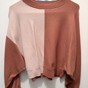 Dreamers Two-Tone Sweater - Blush and Rust